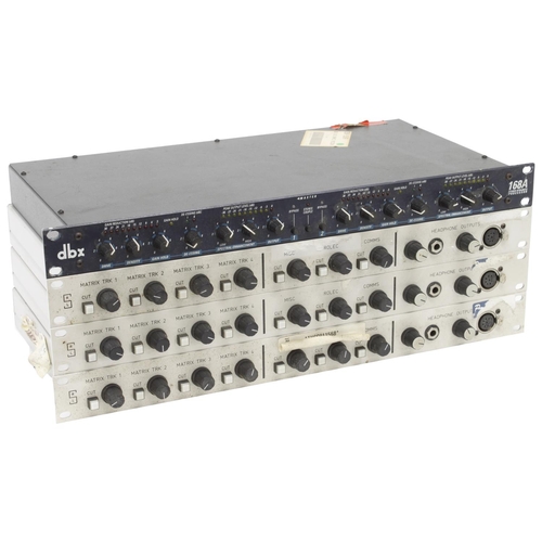 Three Robert Leacroft Matrix rack units; together with a DBX 16A studio ...