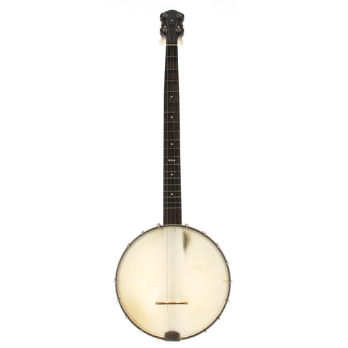 1568 - Five string open back banjo by and stamped J.G. Abbott & Co. London to the side of the heel,&nbs... 