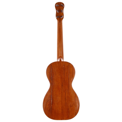 3501 - Interesting antique small bodied guitar; Back and sides: Spanish cedar, many repaired cracks to the ... 