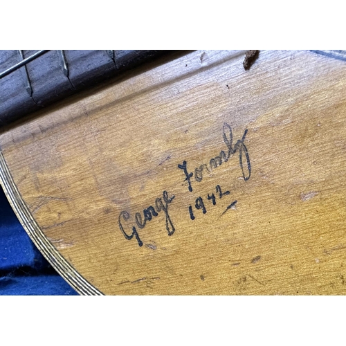 533 - George Formby interest - interesting antique guitar converted to slide action, signed 'George Formby... 