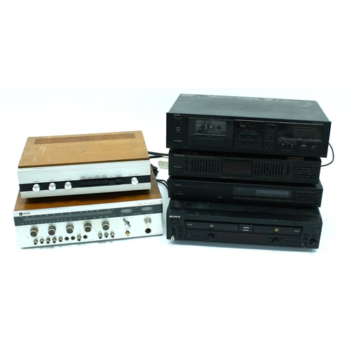 3084 - Leak Delta 75 receiver; together with a Wharfedale Linton hifi selector, a Sony RCD-W100 compact dis... 