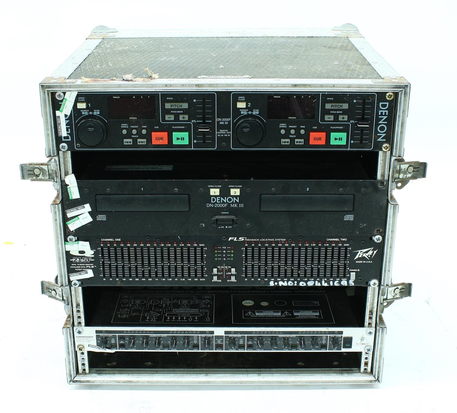 Heavy duty rack flight case on wheels enclosing a Denon DN-2000F