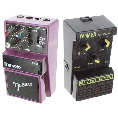 1256 - Nobels TR-X Tremolo guitar pedal; together with a Yamaha CO-10M II Compressor guitar pedal (2)*Pleas... 