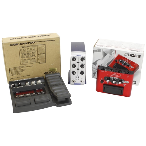 1250 - Boss VE-2 Vocal Harmonist guitar pedal, boxed; together with a Zoom GFX-707, boxed and a Lexicon Lam... 