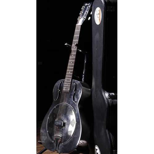 670 - Ozark single cone resonator guitar, made in Korea; Body: polished steel, a few surface imperfections... 