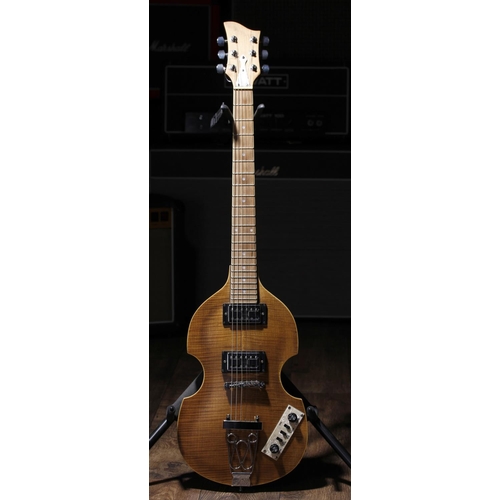 716 - Unbranded six string violin electric guitar; Body: natural finish, a few surface scratches; Neck: go... 