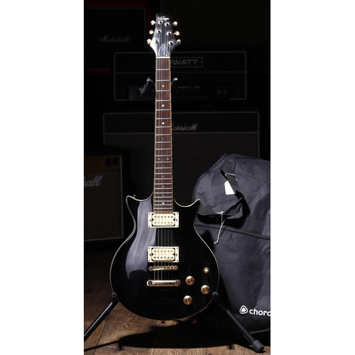 725 - JHS Vintage double cut electric guitar; Body: black finish, minor surface marks; Neck: good; Fretboa... 