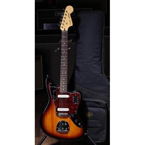 733 - 2012 Squier by Fender Jaguar electric guitar, crafted in Indonesia; Body: sunburst finish, a few lig... 