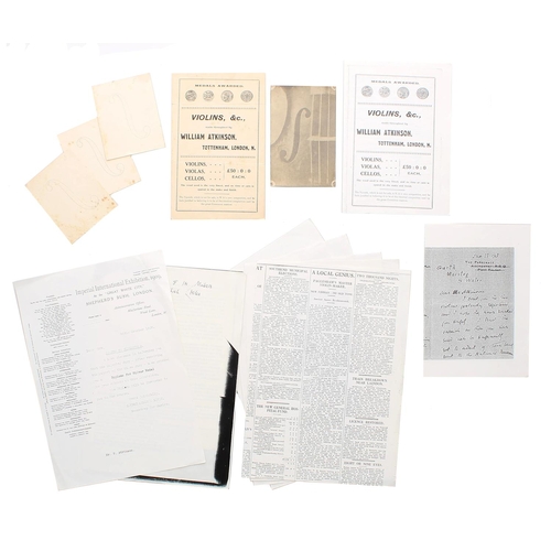 2434 - Interesting small collection of stringed instrument related ephemera including:a handwritten letter ... 
