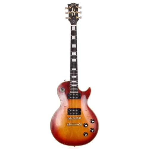 151 - 1973 Gibson Les Paul Custom electric guitar, made in USA; Body: cherry sunburst finish, buckle rash ... 