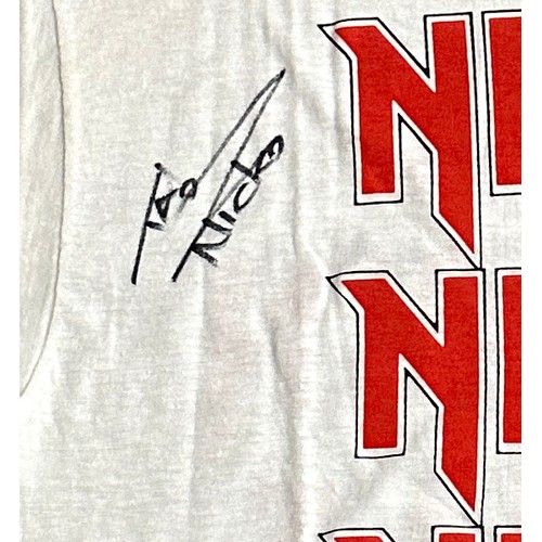 556 - Nicko McBrain (Iron Maiden) - autographed 1991 tour T-shirt (XL), signed by Nicko McBrain to the che... 