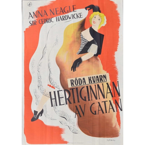 667 - (Duchess of the Street) Hertignnan av Gatan - Swedish release movie poster, 1934, starring Anna Neag... 