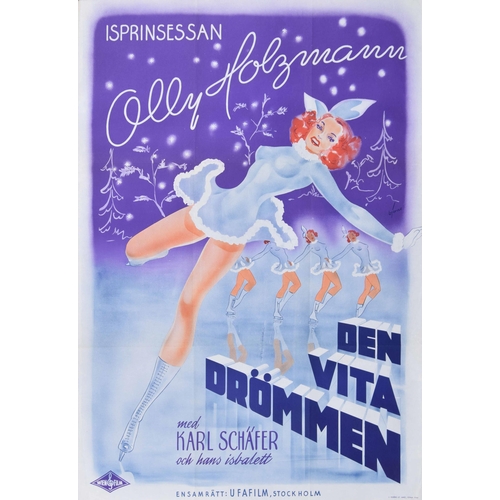 707 - (The White Dream) Den Vita Drommen - Swedish release movie poster, 1944, starring 'Ice Princess' Oll... 