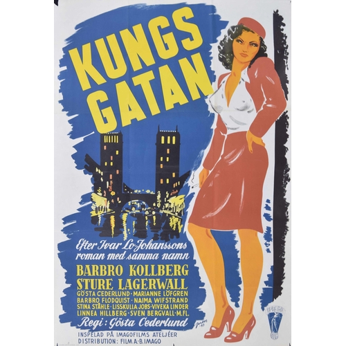 668 - Kungsgatan - Swedish movie poster, 1943, starring Barbro Kollberg, Sture Lagerwall, directed by Gost... 