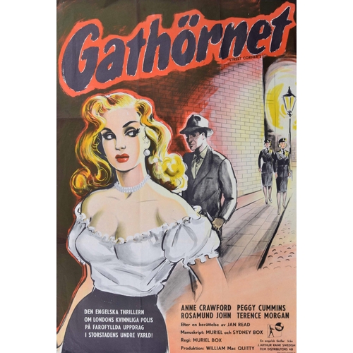 708 - (Street Corner) Gathornet - Swedish release movie poster, 1953, starring Anne Crawford, Peggy Cummin... 