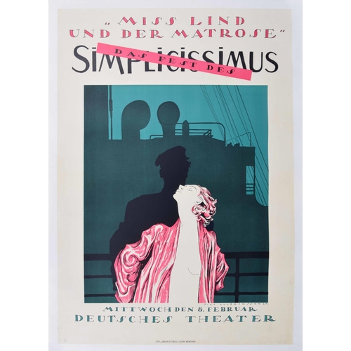 716 - (Miss Lind and the Sailor) Miss Lind und der Matrose - German stage production advertisement poster,... 