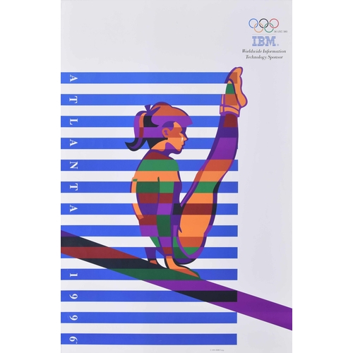 753 - Atlanta 1996 Olympics - US sports poster with gymnast, for IBM sponsorship, 61cm x 91.5cm, VGC... 