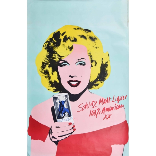 756 - 'Schlitz Malt Liquor 100% American' 'Warhol' style pop art advertising poster, featuring David Baile... 