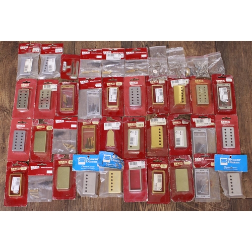 1397 - Large selection of gold plated and nickel pickup covers by Schaller, Seymour Duncan and Stentor... 