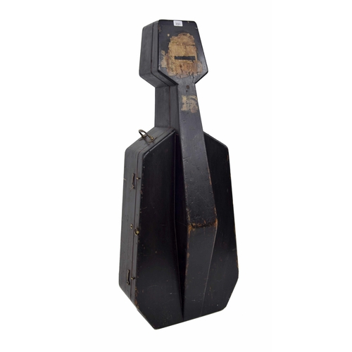 2501 - Old ebonised wooden coffin shaped violoncello case