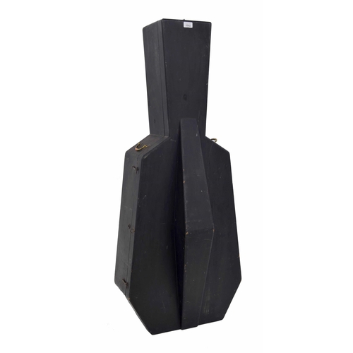 2502 - Old ebonised wooden coffin shaped violoncello case