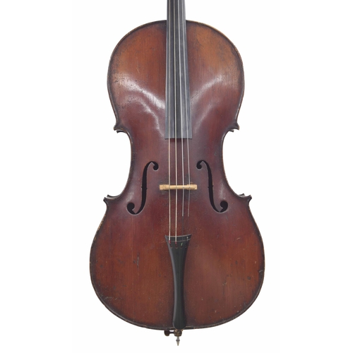 2512 - Good Mittenwald violoncello circa 1880, unlabelled, the two piece back of faint medium curl with sim... 