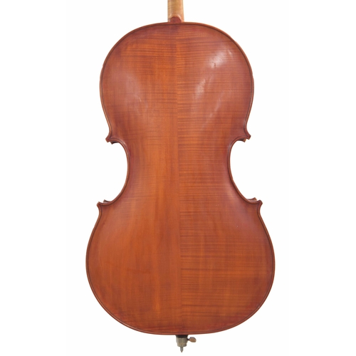 2513 - Contemporary English violoncello by and labelled Malcolm Rae, Leicester (r) 1986, the two piece back... 