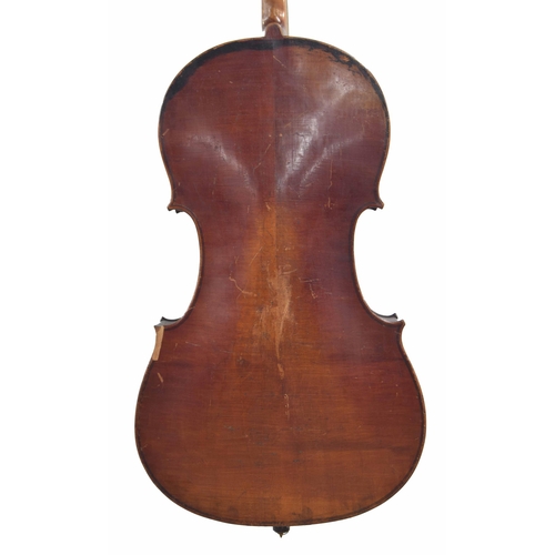 2514 - Neuner & Hornsteiner violoncello circa 1890, unlabelled, the two piece back of faint medium curl... 