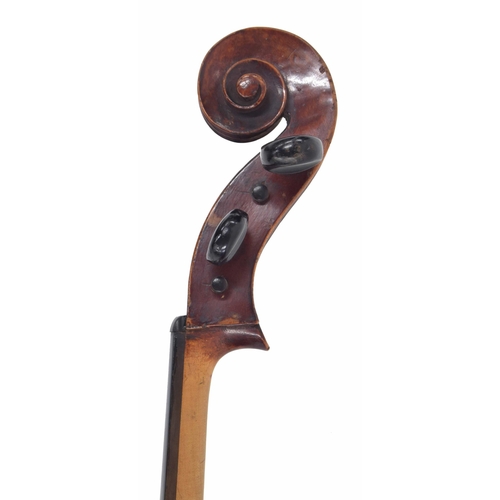 2517 - Late 19th century Neuner & Hornsteiner violoncello, unlabelled, the two piece back of very faint... 