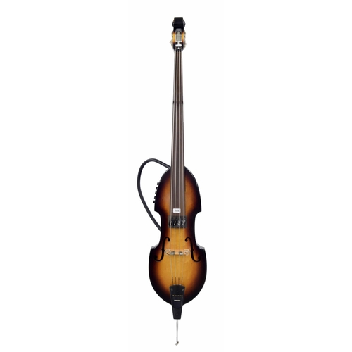 2524 - Good Aria Custom Shop semi-acoustic Thinline style hollow body electric double bass (circa early 200... 