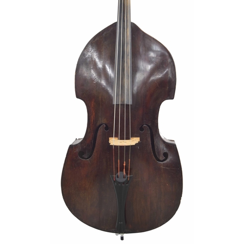 2528 - Late 19th century German double bass, unlabelled, length of back 42 3/4