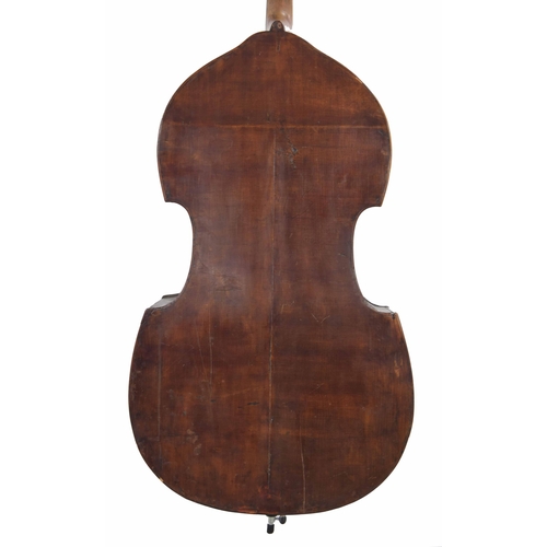 2528 - Late 19th century German double bass, unlabelled, length of back 42 3/4