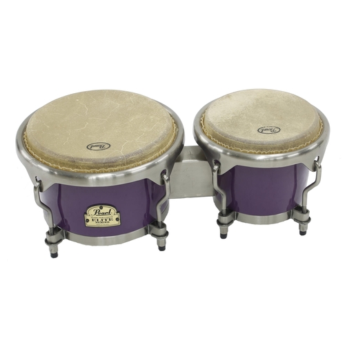 1583 - Pair of Pearl Percussion Elite Series bongos, with Pearl adjustable chrome stand