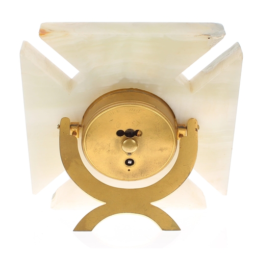 2307 - Good ormolu and green onyx novelty strut clock in the form of the Maltese Cross, the 2.5