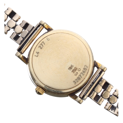 65 - Longines 18ct lady's wristwatch, reference no. L4 277 6, circular champagne dial with applied baton ... 