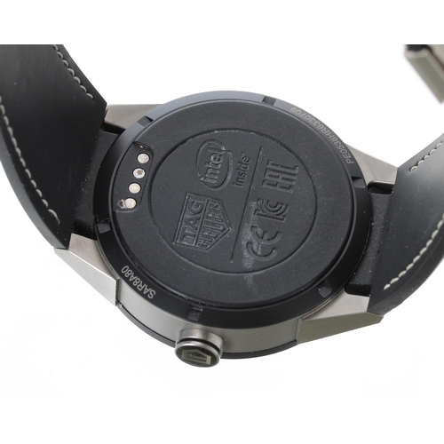 76 - Tag Heuer Connected titanium smart wristwatch, reference no. SAR8A80, black dial, black bezel, grey ... 