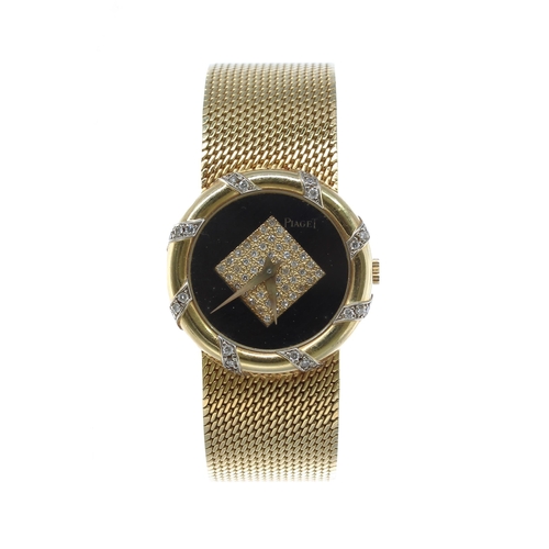 Fine Piaget 18ct yellow gold black onyx and diamond lady s