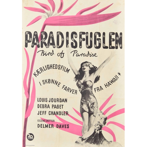 673 - Paradisfuglen (Bird of Paradise); Danish movie poster, 1951 - American film with Debra Paget, Louis ... 