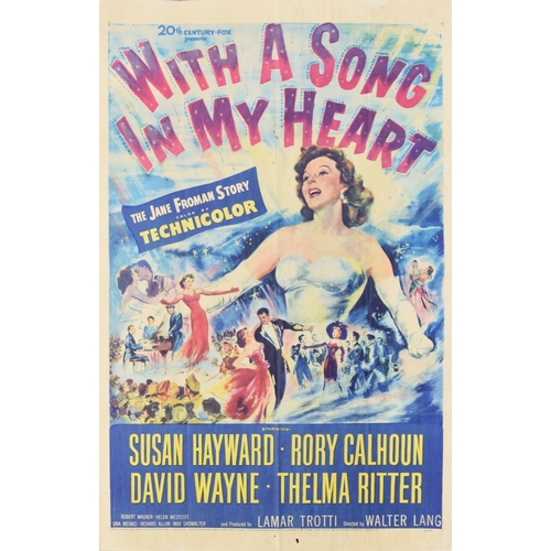 678 - With a Song in My Heart - The Jane Froman Story - advertising movie poster, Susan Hayward, directed ... 