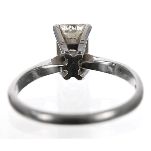 455 - Platinum emerald-cut solitaire diamond ring, 1.02ct approx, clarity VS2, colour H, width 8mm, 3.3gm,... 