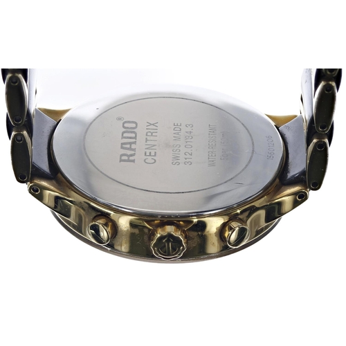 125 - Rado Centrix Chronograph ceramic bicolour gentleman's wristwatch, reference no. 312.0134.3, serial n... 