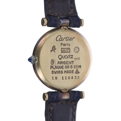 60 - Must de Cartier Vermeil silver gilt lady's wristwatch, serial no. 18110xxx, circa 1986, tri-colour d... 