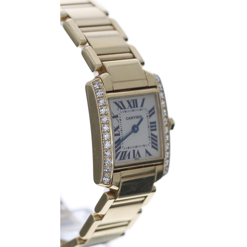 55 - Fine Cartier Tank Francaise 18ct diamond set lady's wristwatch, reference no. 1820, serial no. CC305... 