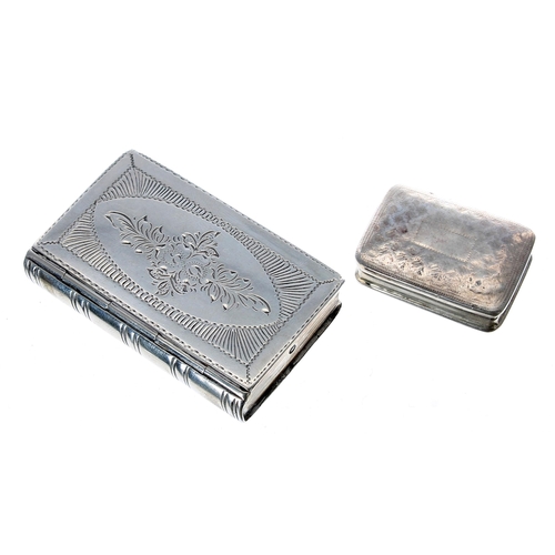 894 - Dutch silver book vesta case, modelled as a book with engraved floral spray covers, bearing a lion p... 