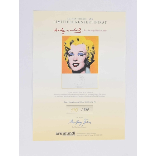 800 - Andy Warhol (American, 1928-1987) - Marilyn Monroe, 'Shot Orange Marilyn', limited edition print no.... 