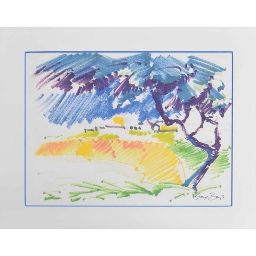 826 - George Boys (South African, 1930-2014), abstract tree in a landscape, felt pen on paper, signed, 12