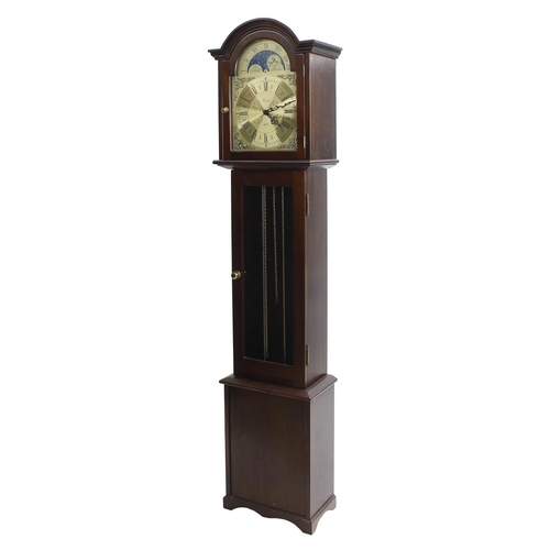 1801 - Good contemporary mahogany three train grandmother clock, the 11