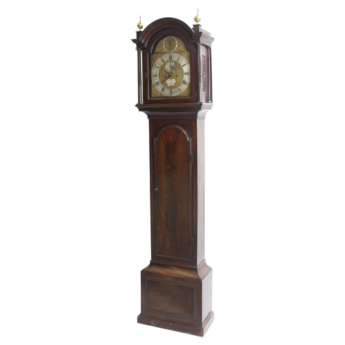 1808 - Mahogany eight day longcase clock, with five pillar movement and calendar chapter ring, the 12