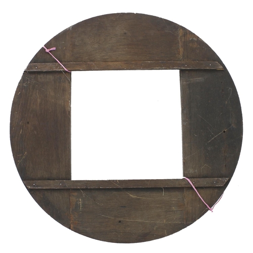 2013 - Large oak circular wall dial surround; also a hinged brass bezel with aperture for a 23