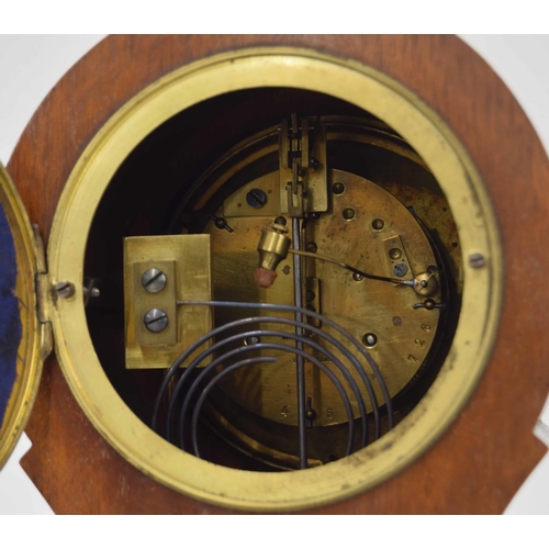 2305 - French mahogany two train balloon mantel clock striking on a gong, the 4.5